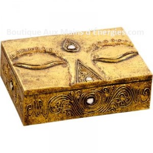 BOX CARVED WOOD - EYES OF BUDDHA